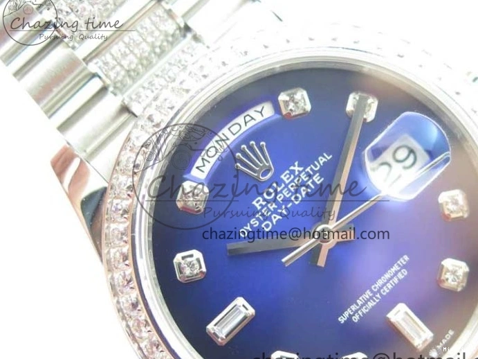 MiroTime 0521 Day-Date 36mm 128239 SS Crystal BP Best Edition Blue Crystal Marker Dial on SS President Bracelet A OdorResistant 2677